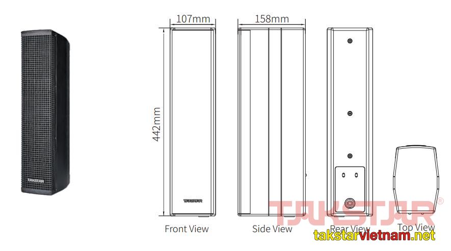 Kích thước Loa cột treo tường công suất 120W ESC-034 Takstar -.jpeg