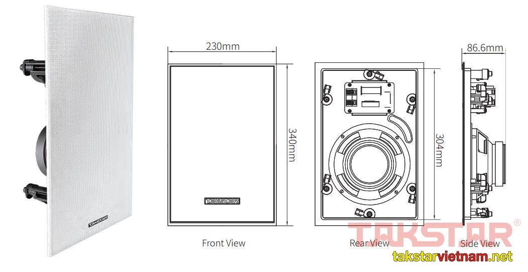 Kích thước loa âm tường EBS-6T